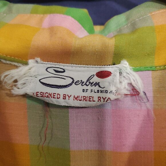 Vintage 1950s Adorable Pastel Plaid Cotton Fitted Full Skirt Shirtwaist Dress - Picture 3 of 16